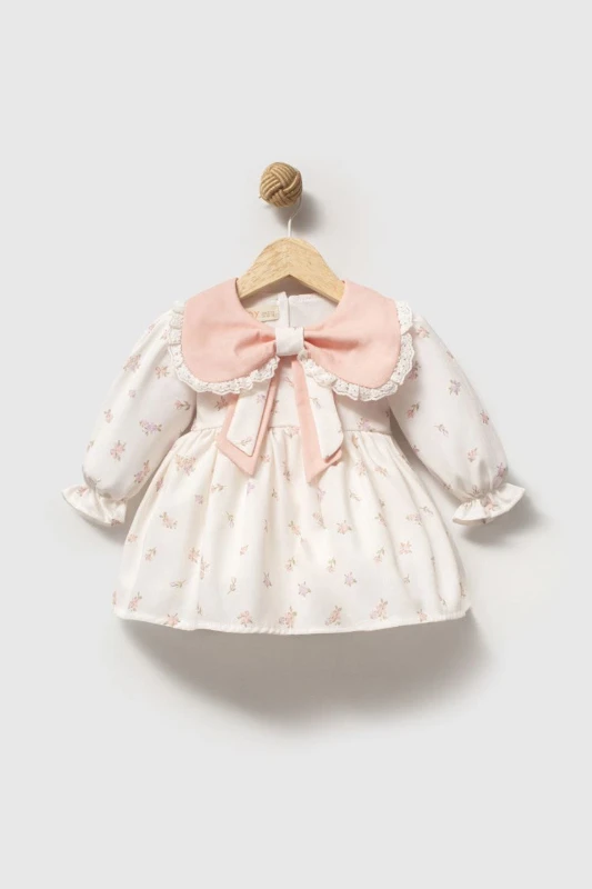 LOUISE Fiyonk Yaka Uzun Kollu Bayramlık Özel Gün Kız Bebek Elbise - SOMON