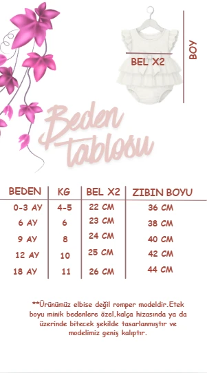 ELİSE Krem Yumuşak Tütü Romper Uzun Kollu Kız Bebek Elbise  - KREM