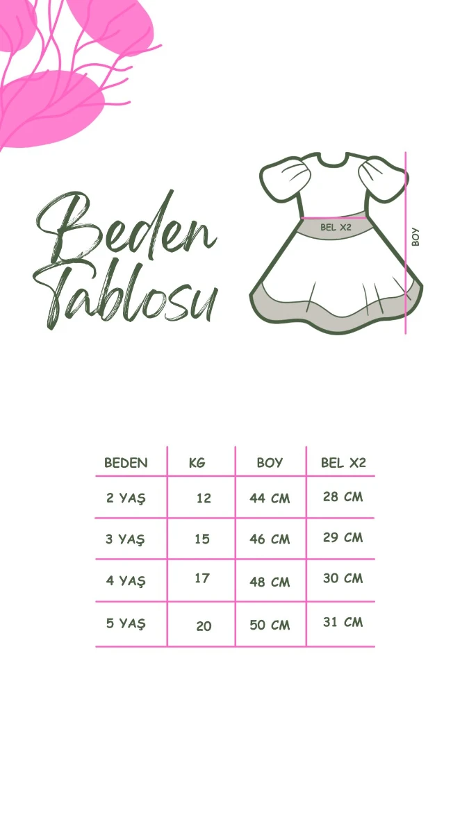 SANABEL Dantel Yaka Detaylı Fırfır Etekli Uzun Kollu Kız Çocuk Bayramlık Özel Gün Elbise - PUDRA