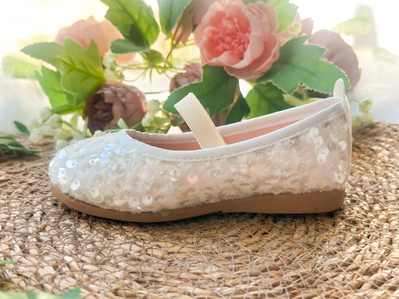 Beyaz Payetli Kız Çocuk Bebek Babet Ayakkabı - BEYAZ