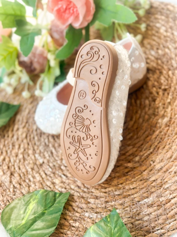 Beyaz Payetli Kız Çocuk Bebek Babet Ayakkabı - BEYAZ