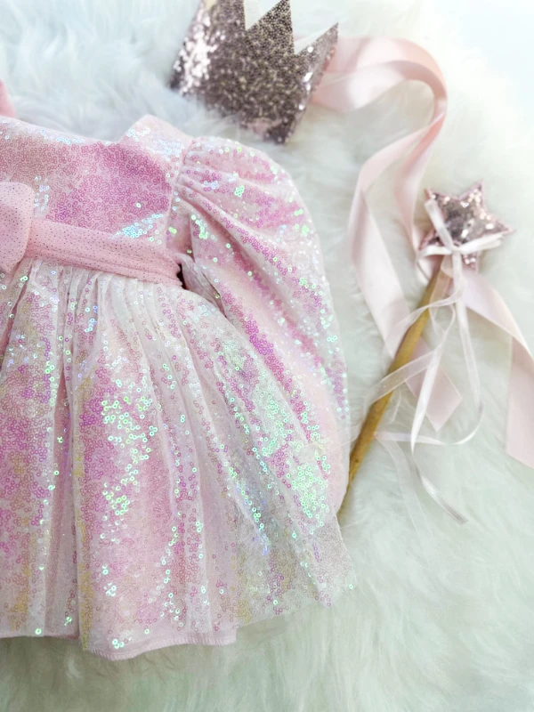 LOTUS Pul Payet Özel Gün Doğum Günü Kız Çocuk Parti Elbisesi   - PUDRA