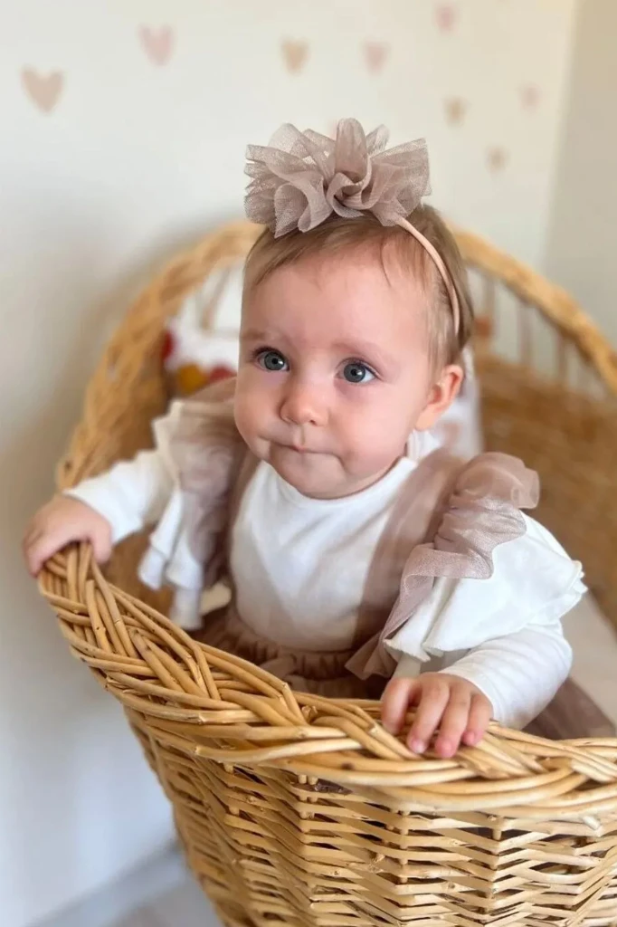 Alina Kız Bebek Tül Salopet  - KAHVERENGİ
