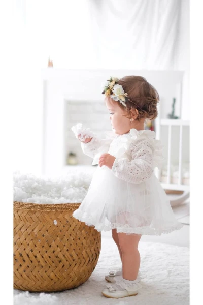 Arya Kız Bebek Romper - BEYAZ