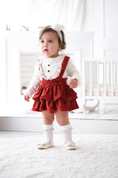 Linda Kız Bebek Salopet Takımı - BORDO