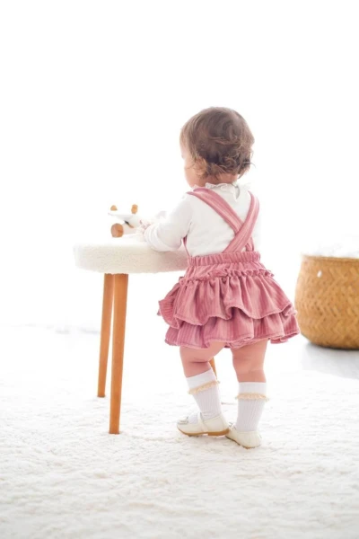 Linda Kız Bebek Salopet Takımı - PEMBE