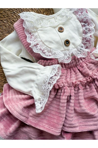 Linda Kız Bebek Salopet Takımı - PEMBE