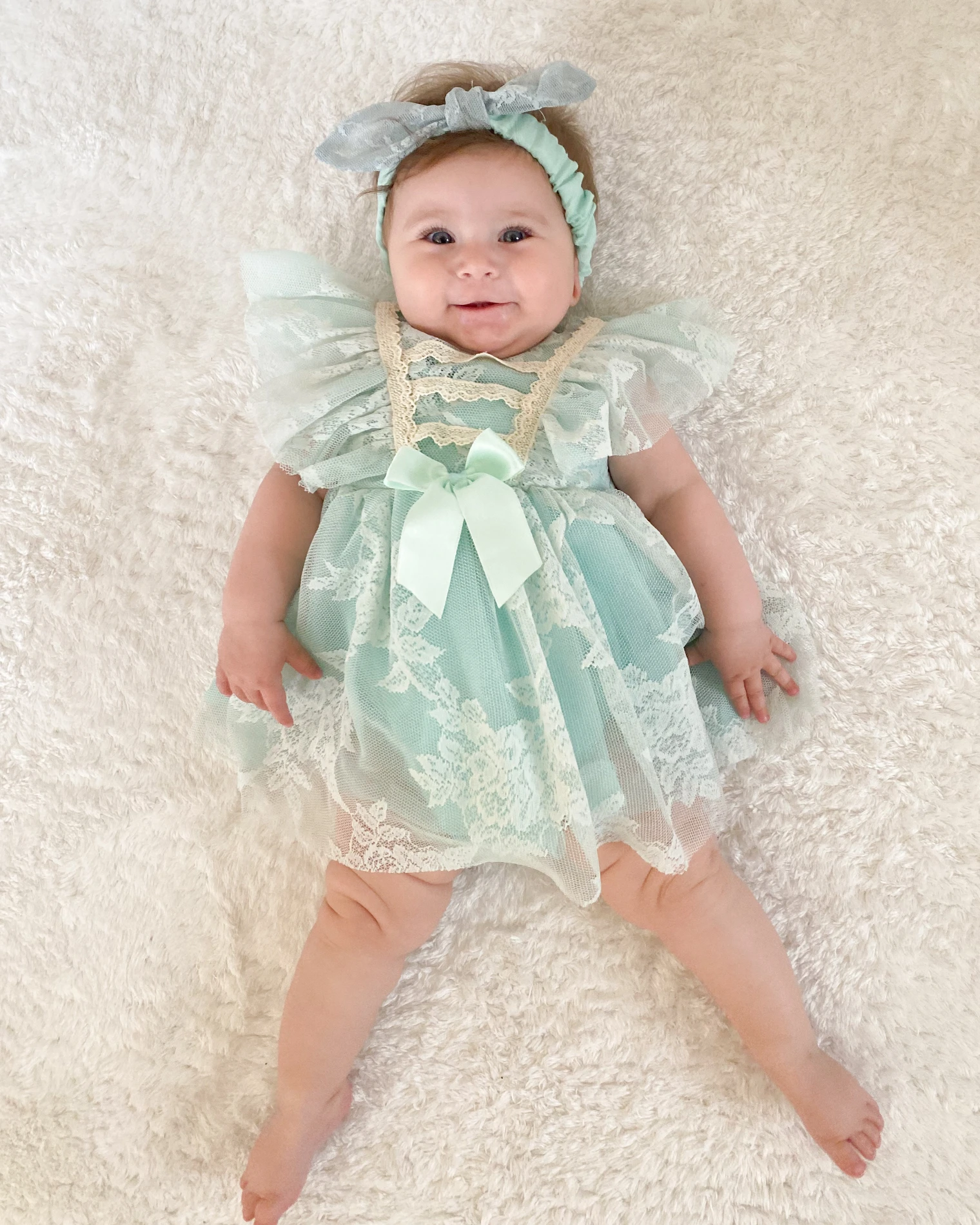 Liya Bandanalı Kız Bebek Romper - SU YEŞİLİ