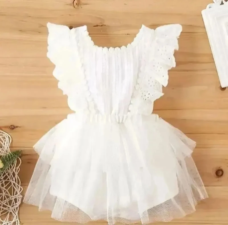 Angel Tütü Bebek Romper - BEYAZ