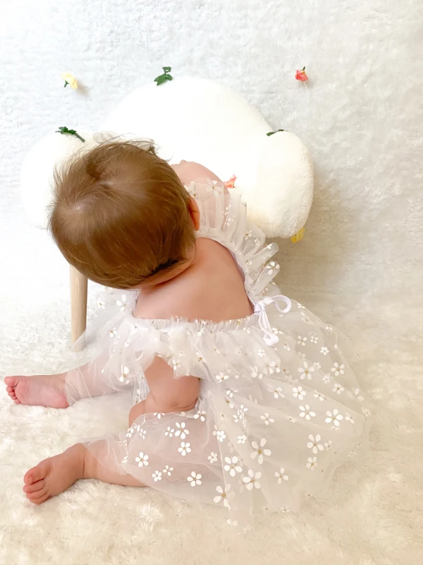 Dora Papatya Kız Bebek Romper - BEYAZ