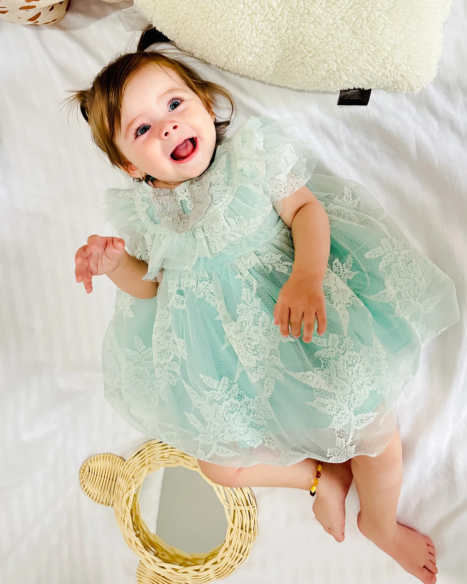 Yasemin Kız Bebek Elbise - SU YEŞİLİ