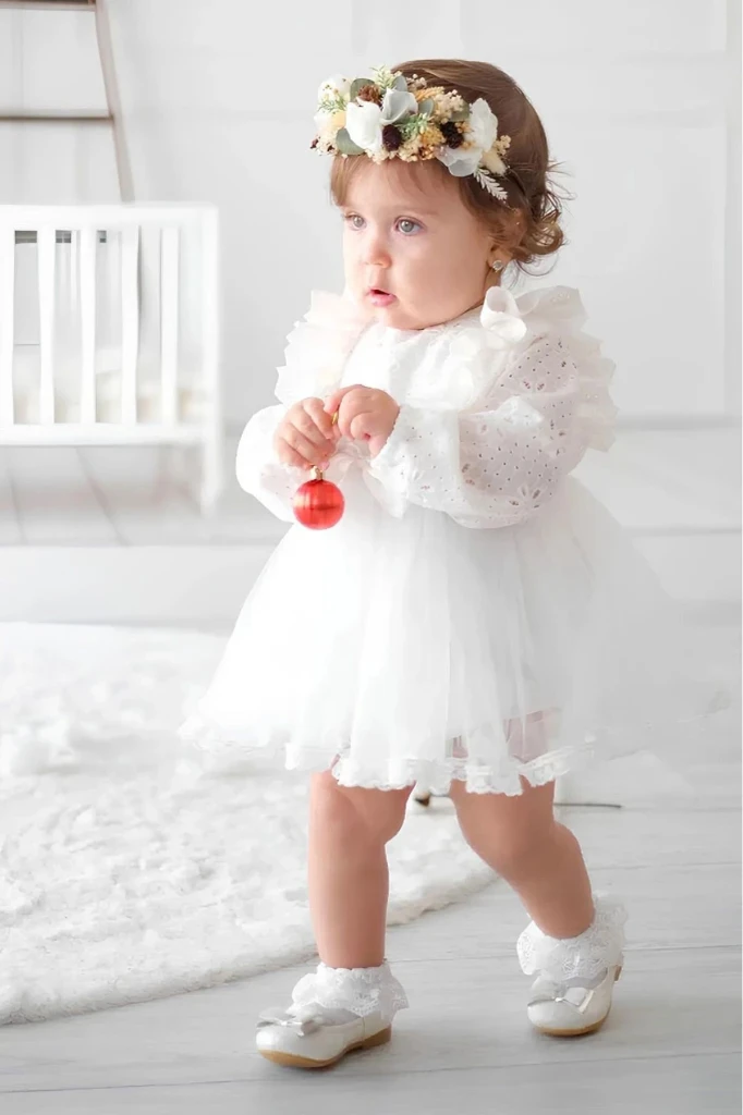 Arya Kız Bebek Romper - BEYAZ