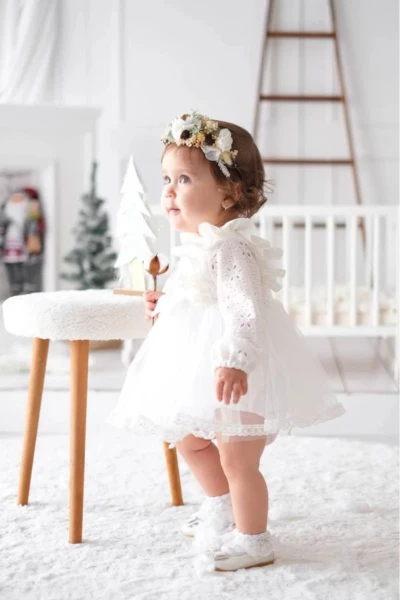 Arya Kız Bebek Romper - BEYAZ