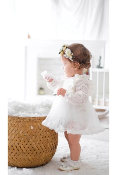 Arya Kız Bebek Romper - BEYAZ