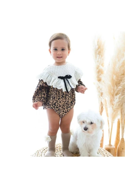 Stella Kız Bebek Romper - KAHVERENGİ