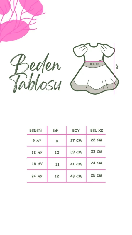 Yasemin Kız Bebek Elbise - PEMBE