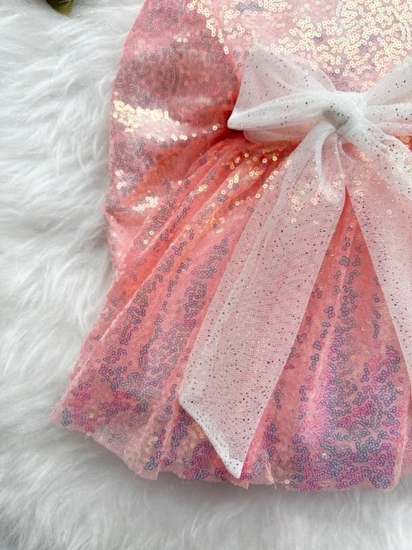 LOTTUS Pul Payet Bayramlık Özel Gün Doğum Günü Kız Çocuk Parti Elbise  - GOLD PUDRA